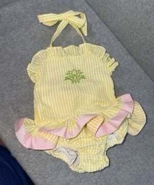 Southern Smocked Company Gingham Check Yellow, Pink, White Swimsuit 18 Month
